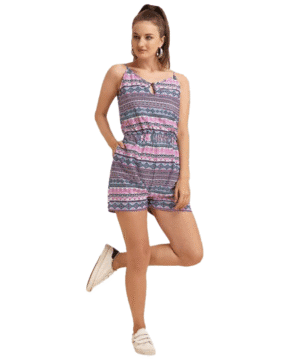 Shorts Design Printed Cotton Jumpsuit